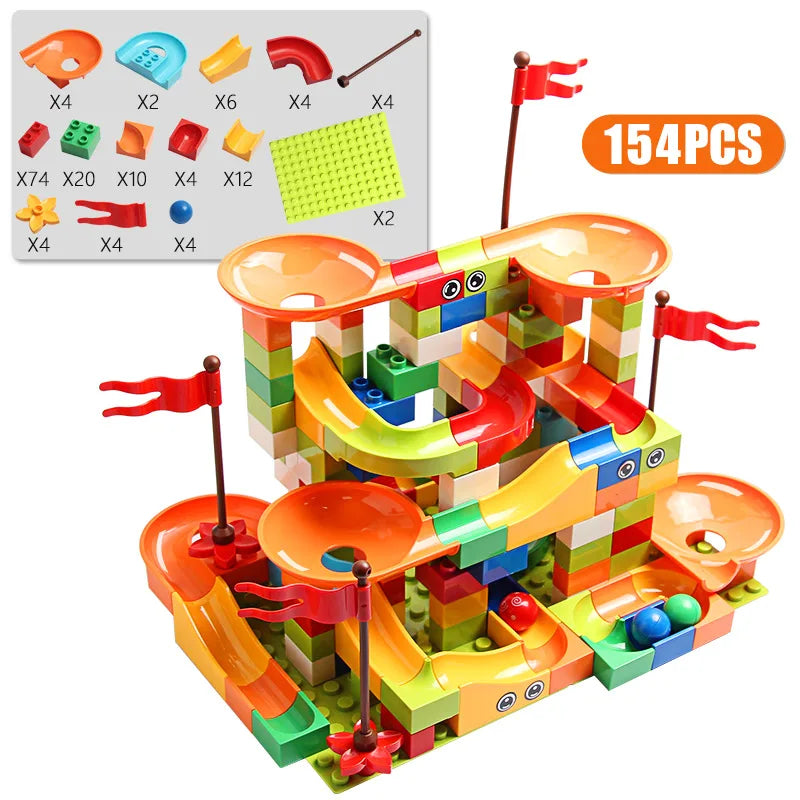 Exciting 77-308 PCS Marble Run Building Blocks for Kids | Educational & Creative Fun - Joy Gift