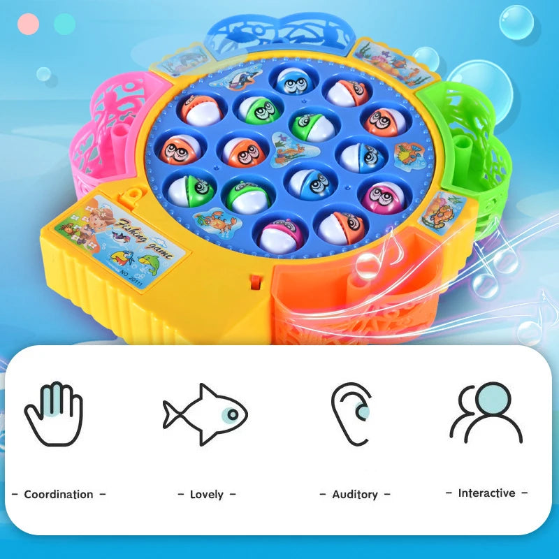 Electric Rotating Kids Fishing Game - Musical Fish Plate Set for Outdoor Fun - Joy Gift