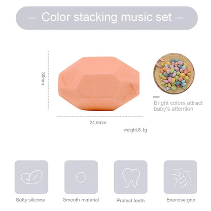 Wooden Stacking Building Block Game - Colorful Rainbow Stone Blocks for Kids - Joy Gift