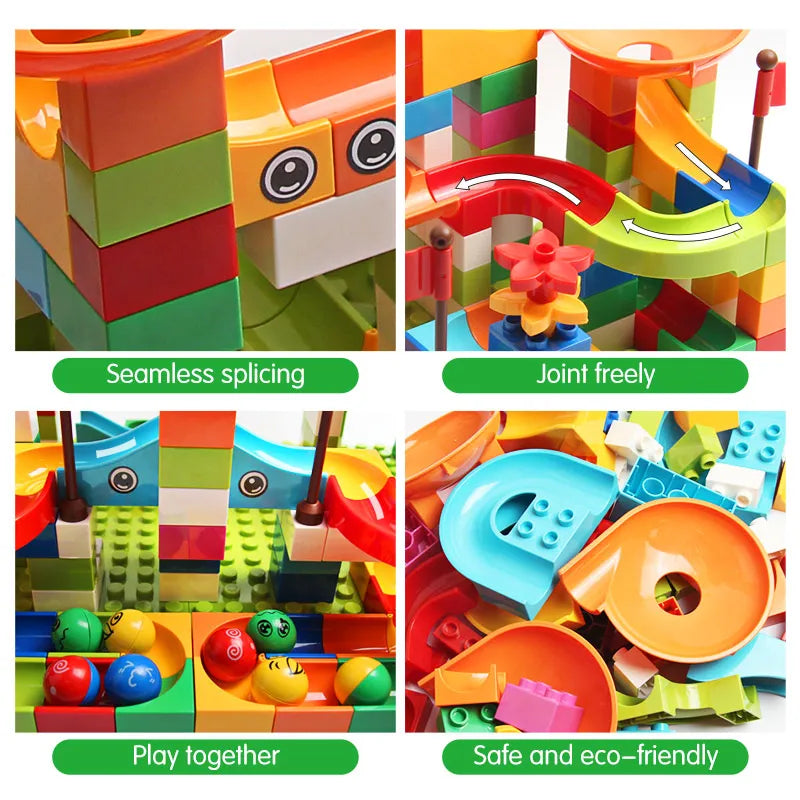 Exciting 77-308 PCS Marble Run Building Blocks for Kids | Educational & Creative Fun - Joy Gift