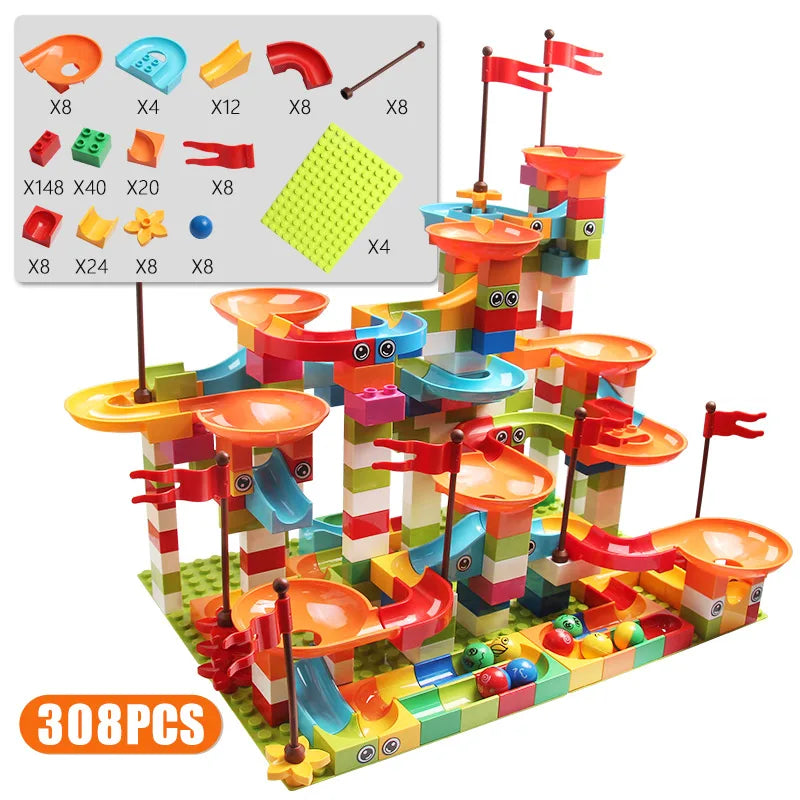 Exciting 77-308 PCS Marble Run Building Blocks for Kids | Educational & Creative Fun - Joy Gift