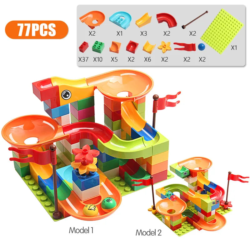 Exciting 77-308 PCS Marble Run Building Blocks for Kids | Educational & Creative Fun - Joy Gift