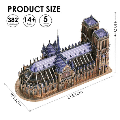 Piececool 3D Metal Puzzles Jigsaw, Notre Dame Cathedral Paris DIY Model Building Kits Toys for Adults Birthday Gifts - Joy Gift