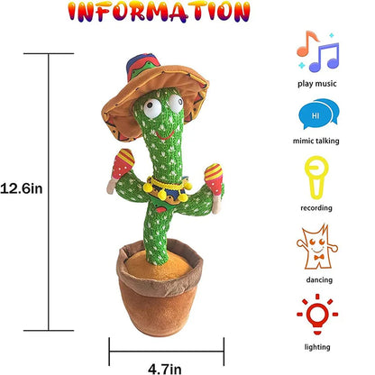 Dancing Cactus Talking Baby Toy - Sings 120 Songs, Records, and Repeats What You Say - USB Rechargeable Gift for Kids - Joy Gift