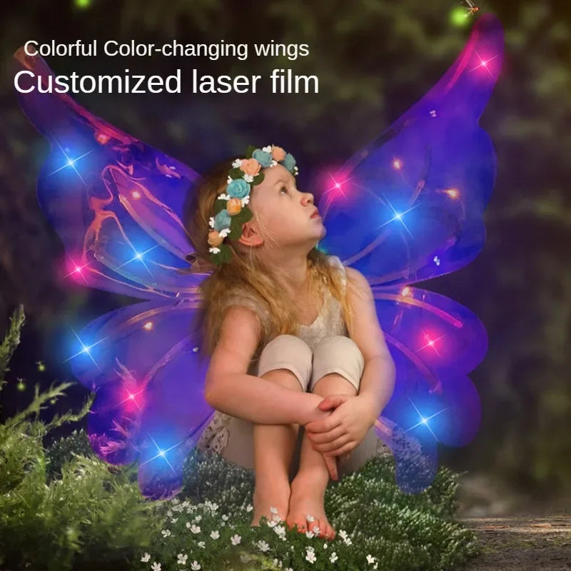 Glowing Fairy Wings for Girls - Adjustable Butterfly Angel Wings for Dress-Up and Party Decorations - Joy Gift