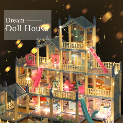 DIY 3D Miniature Dollhouse with LED Lights - Princess Castle Villa Play House - Perfect Birthday Gift for Girls - Joy Gift