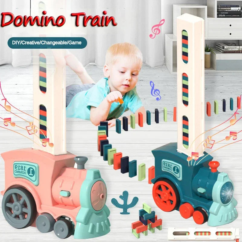 Children's Electric Domino Train Set - Automatic Laying and Building Blocks Kit - Joy Gift