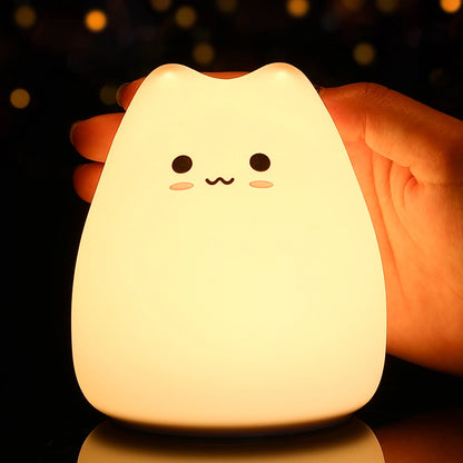 Mini Kawaii Cat Baby Night Lamp | 7-Color Pat Touch Color-Changing Eye Protection Nightlight for Kids - Joy Gift