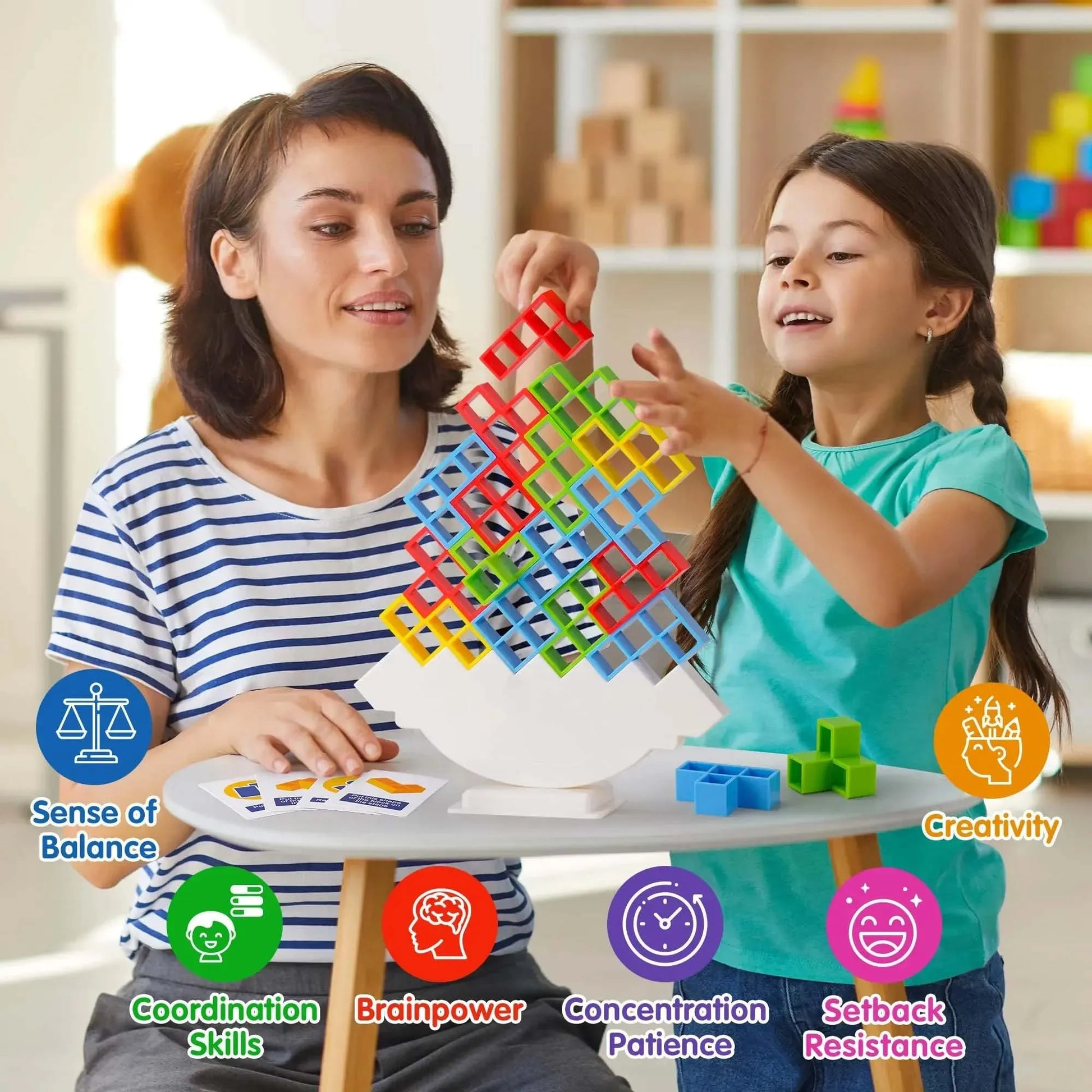 48-Piece Balance Stacking Building Block Toy - Educational and Interactive Fun for Kids and Adults - Joy Gift