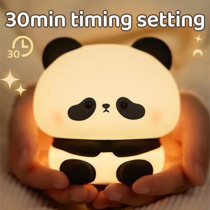 Panda LED Night Light - Cute Silicone USB Rechargeable Touch Lamp for Bedroom, Timer Night Lamp for Children, Decorative Children's Gift - Joy Gift