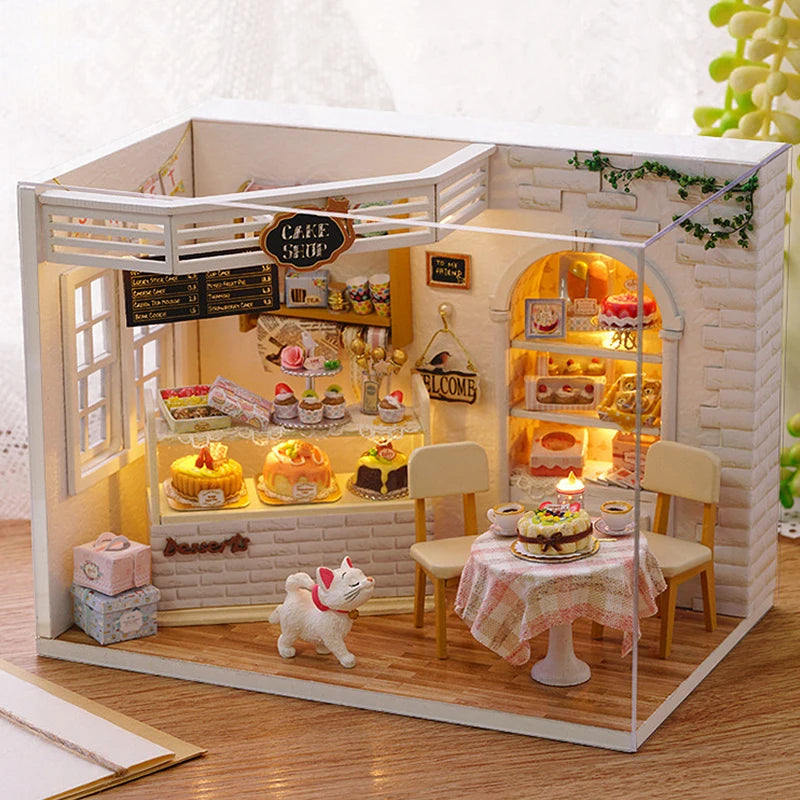 Kitten Mini Wooden Dollhouse Kit - Creative Bedroom Decor & Perfect Birthday Gift - Joy Gift