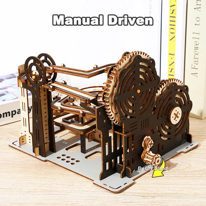 3D Wooden Puzzle Marble Run Set - DIY Mechanical Track Model Kit for Teens & Adults - Joy Gift