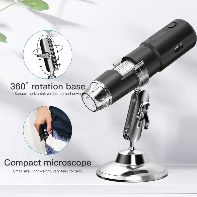 WiFi Digital Microscope 50X-1600X Magnification - Handheld Microscope with Adjustable Stand - Compatible with iOS & Android - Perfect Gift for Kids - Joy Gift