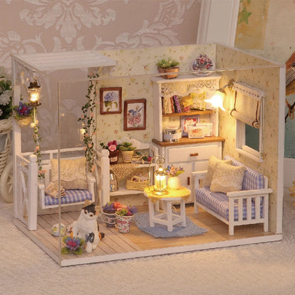 Kitten Mini Wooden Dollhouse Kit - Creative Bedroom Decor & Perfect Birthday Gift - Joy Gift