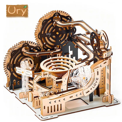 3D Wooden Puzzle Marble Run Set - DIY Mechanical Track Model Kit for Teens & Adults - Joy Gift