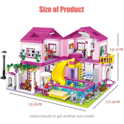 Friends City House Summer Holiday Villa Building Blocks Set - 1018PCS Swimming Pool DIY Toys for Kids - Joy Gift