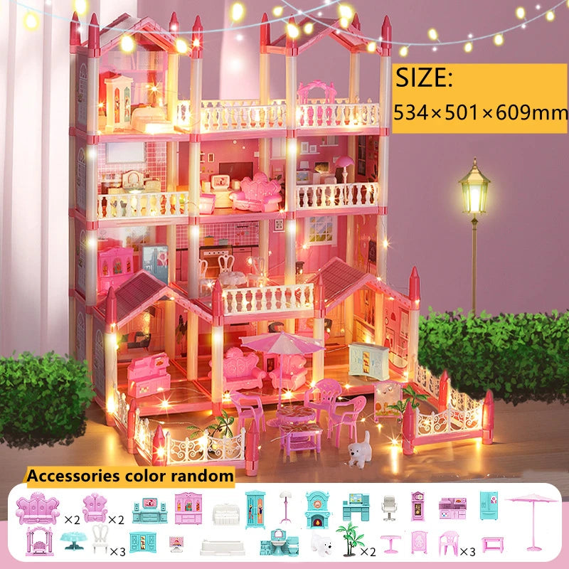 DIY 3D Miniature Dollhouse with LED Lights - Princess Castle Villa Play House - Perfect Birthday Gift for Girls - Joy Gift