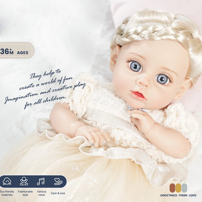 14-Inch (35 cm) Reborn Baby Doll - Smooth Soft Skin, Voice Features, and Fashion Clothes | Perfect Kids Gift - Joy Gift