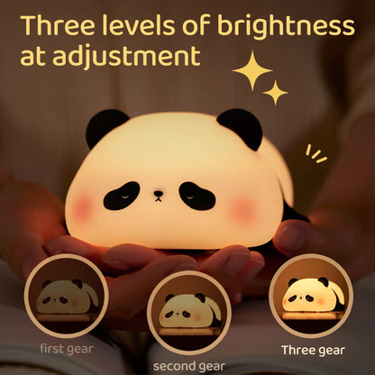 Panda LED Night Light - Cute Silicone USB Rechargeable Touch Lamp for Bedroom, Timer Night Lamp for Children, Decorative Children's Gift - Joy Gift