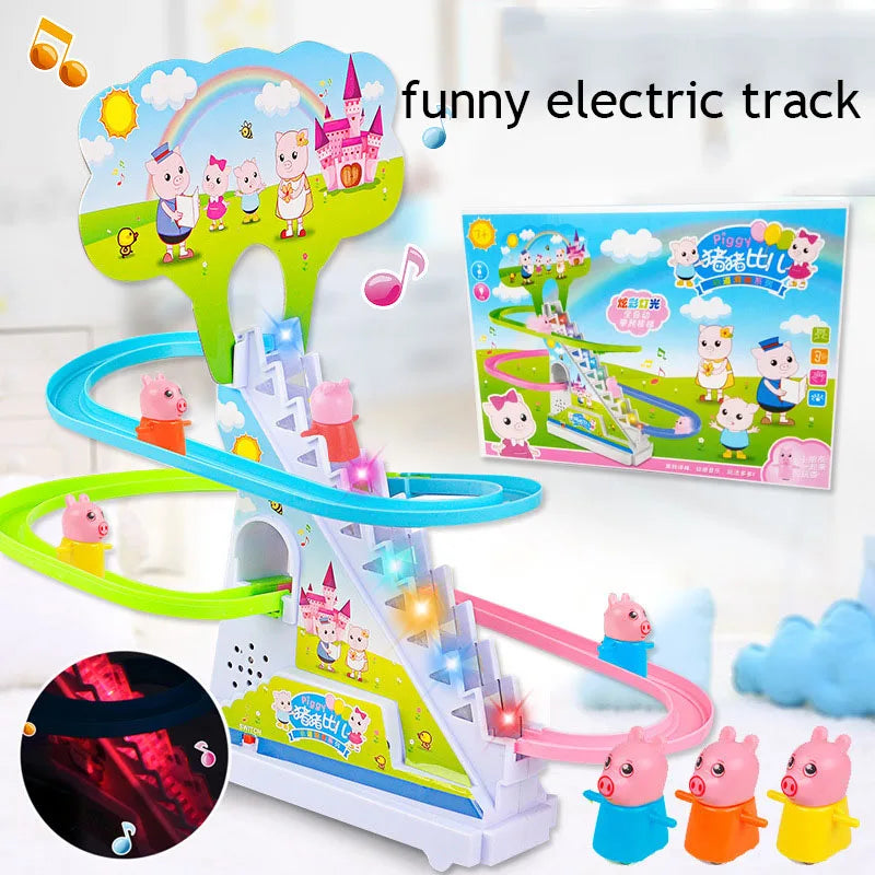 Electric Duck Track Rail Racing Toy – LED Lights, Musical Slide, Educational Baby Toy - Joy Gift