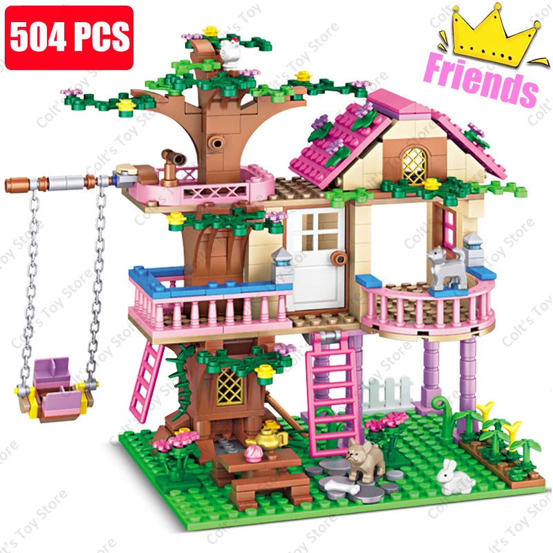 2024 Girls Friendship Tree House Building Blocks - Classic Friends Model, Perfect Birthday Gift for Kids - Joy Gift