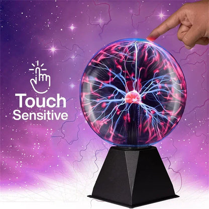 8 Inch Sound Control Magic Plasma Ball Lamp - LED Night Light, Touch-Sensitive Glass Plasma Light for Atmosphere Decor - Joy Gift