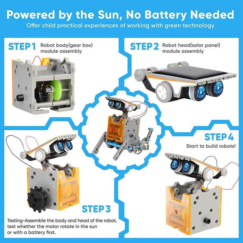 12-in-1 Science Experiment Solar Robot Toy - DIY Building Kit for Kids - Joy Gift