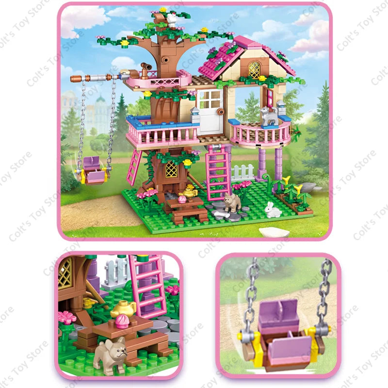 2024 Girls Friendship Tree House Building Blocks - Classic Friends Model, Perfect Birthday Gift for Kids - Joy Gift