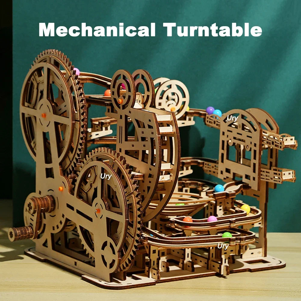 3D Wooden Puzzle Marble Run Set - DIY Mechanical Track Model Kit for Teens & Adults - Joy Gift