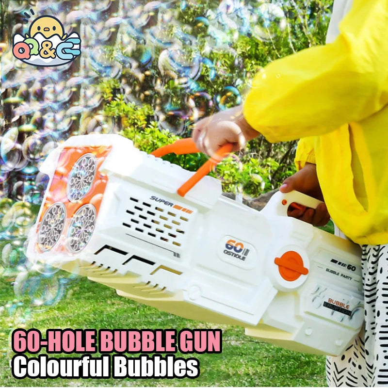 60 Holes Electric Bubble Gun - Automatic Rocket Soap Bubble Machine with LED Lights for Kids, Outdoor Wedding Party, Children's Day Gifts - Joy Gift