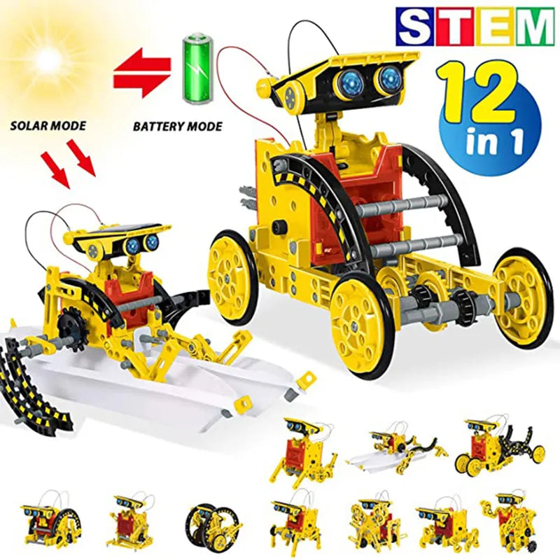 12-in-1 Science Experiment Solar Robot Toy - DIY Building Kit for Kids - Joy Gift