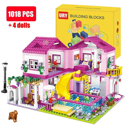 Friends City House Summer Holiday Villa Building Blocks Set - 1018PCS Swimming Pool DIY Toys for Kids - Joy Gift