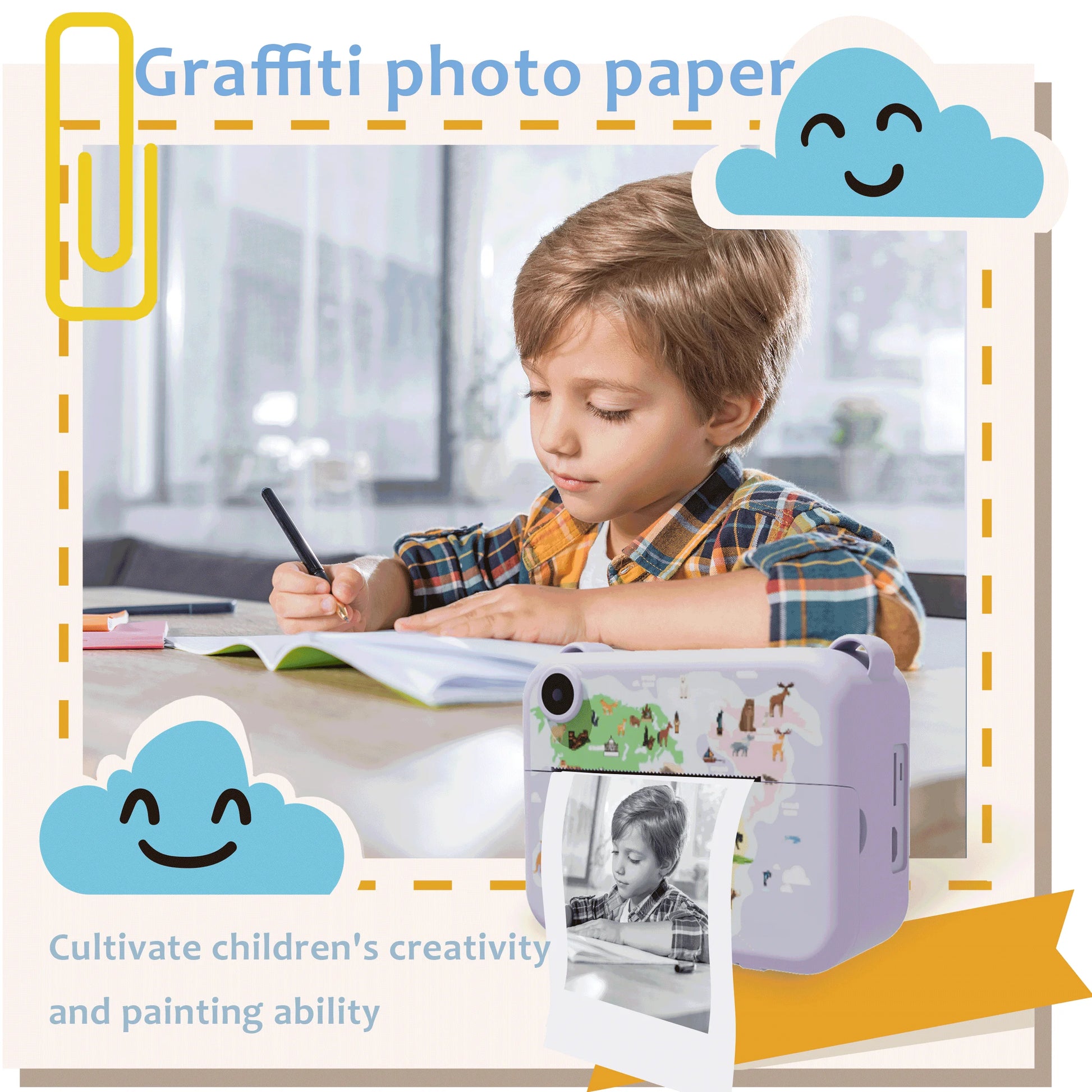 Digital Kids Instant Print Camera – 1080P HD Video, Music, Mini Thermal Printer, Educational Birthday Gift - Joy Gift