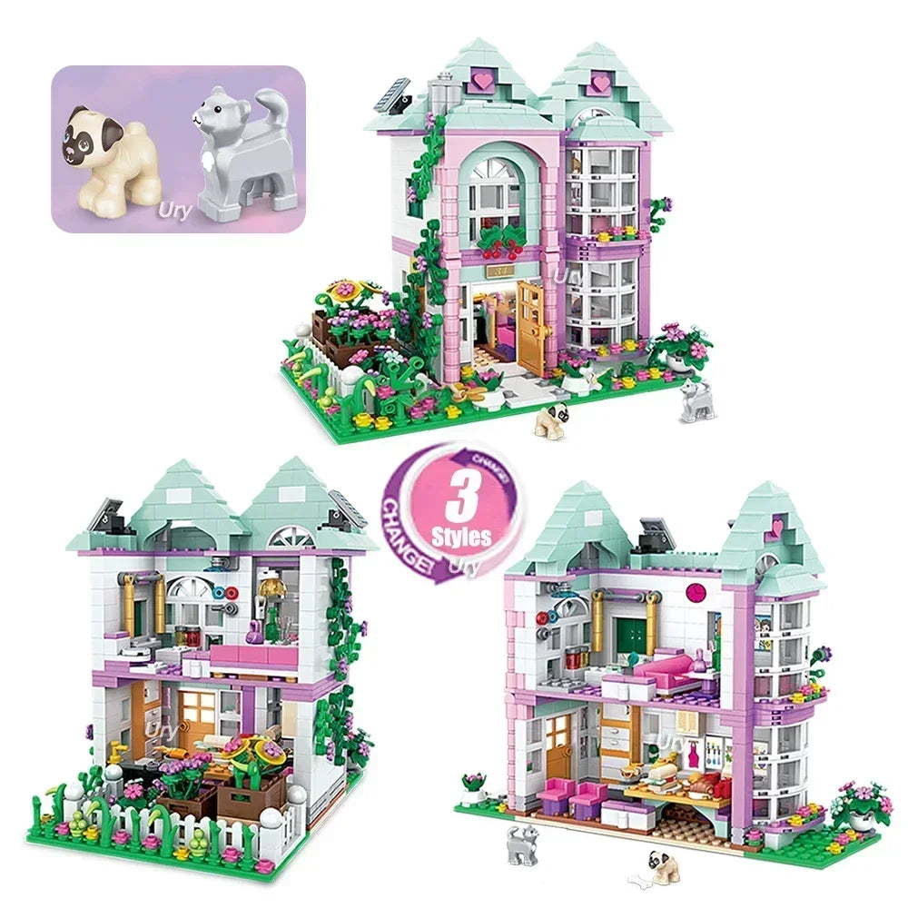 Friends City House Summer Holiday Villa Building Blocks Set - 1018PCS Swimming Pool DIY Toys for Kids - Joy Gift