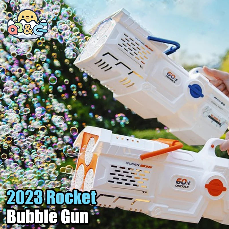 60 Holes Electric Bubble Gun - Automatic Rocket Soap Bubble Machine with LED Lights for Kids, Outdoor Wedding Party, Children's Day Gifts - Joy Gift