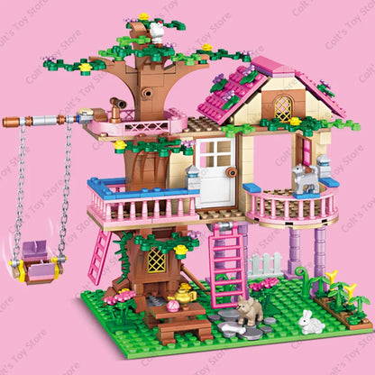 2024 Girls Friendship Tree House Building Blocks - Classic Friends Model, Perfect Birthday Gift for Kids - Joy Gift