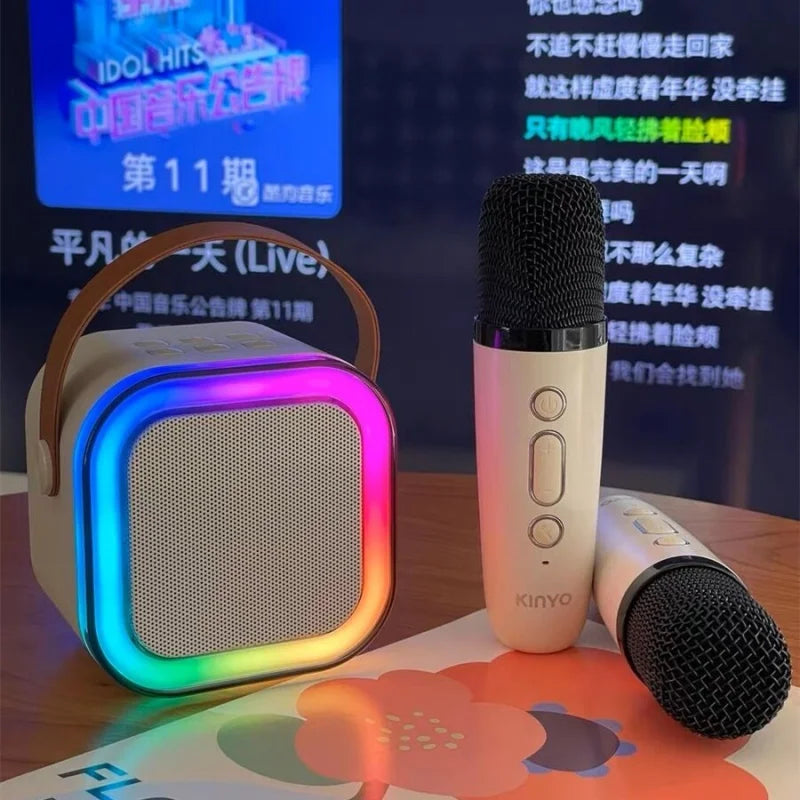 K12 Portable Karaoke Machine with Bluetooth 5.3 - PA Speaker System with Wireless Microphones - Joy Gift