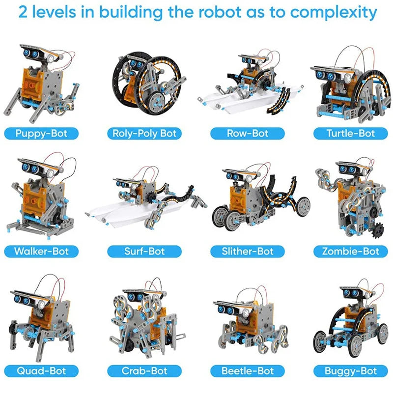 12-in-1 Science Experiment Solar Robot Toy - DIY Building Kit for Kids - Joy Gift