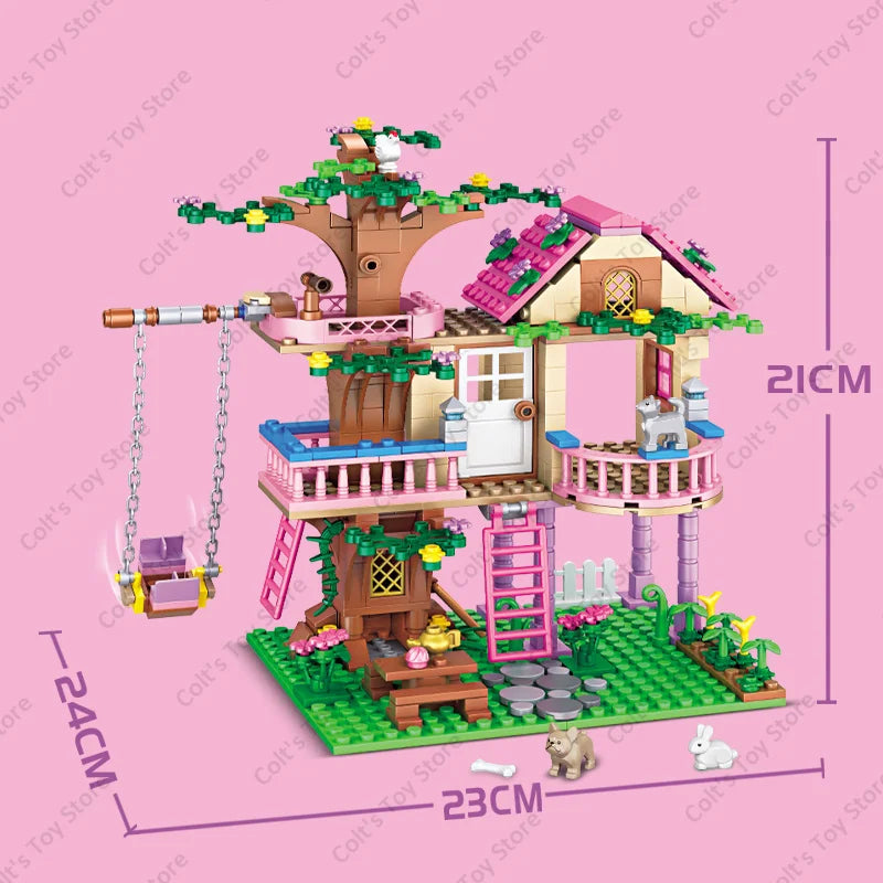 2024 Girls Friendship Tree House Building Blocks - Classic Friends Model, Perfect Birthday Gift for Kids - Joy Gift