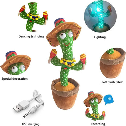 Dancing Cactus Talking Baby Toy - Sings 120 Songs, Records, and Repeats What You Say - USB Rechargeable Gift for Kids - Joy Gift