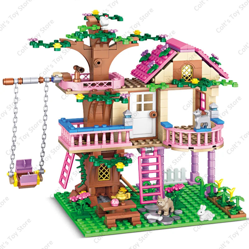 2024 Girls Friendship Tree House Building Blocks - Classic Friends Model, Perfect Birthday Gift for Kids - Joy Gift