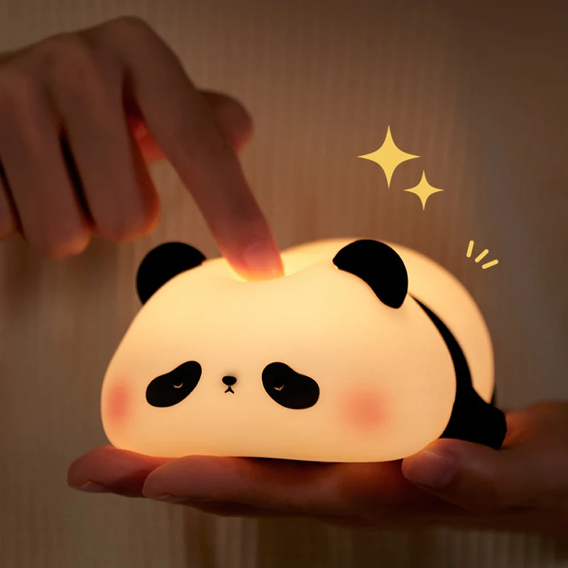 Panda LED Night Light - Cute Silicone USB Rechargeable Touch Lamp for Bedroom, Timer Night Lamp for Children, Decorative Children's Gift - Joy Gift