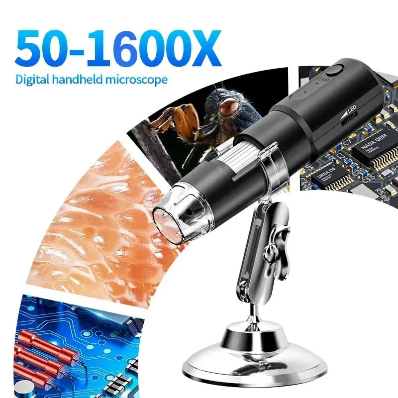 WiFi Digital Microscope 50X-1600X Magnification - Handheld Microscope with Adjustable Stand - Compatible with iOS & Android - Perfect Gift for Kids - Joy Gift