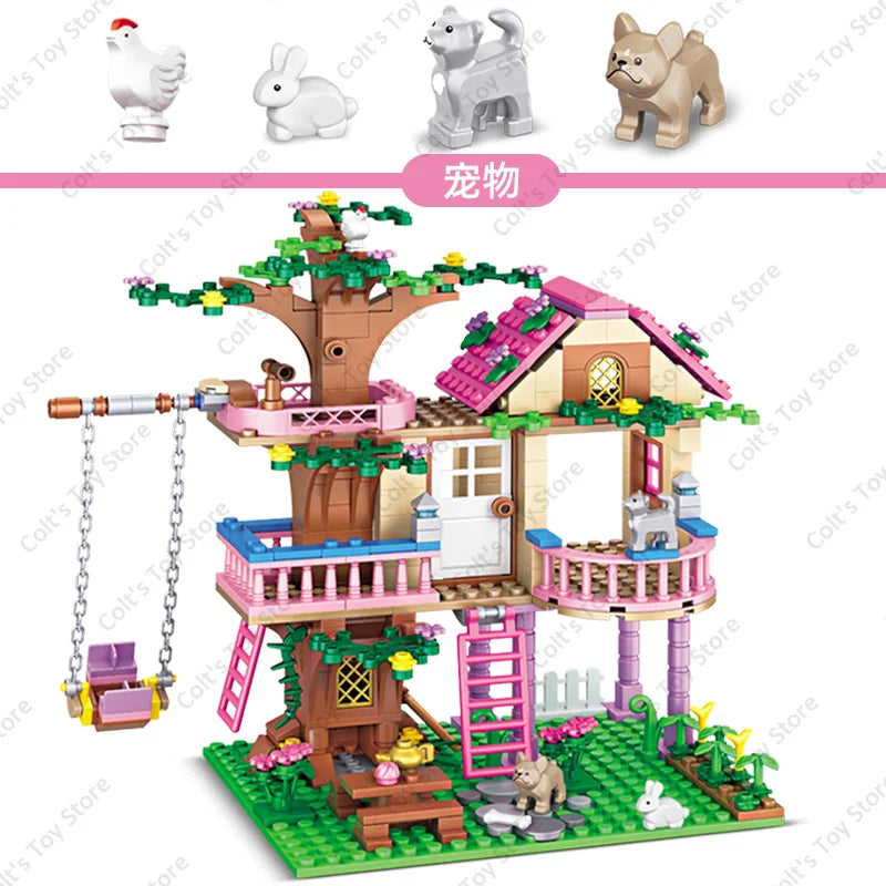 2024 Girls Friendship Tree House Building Blocks - Classic Friends Model, Perfect Birthday Gift for Kids - Joy Gift