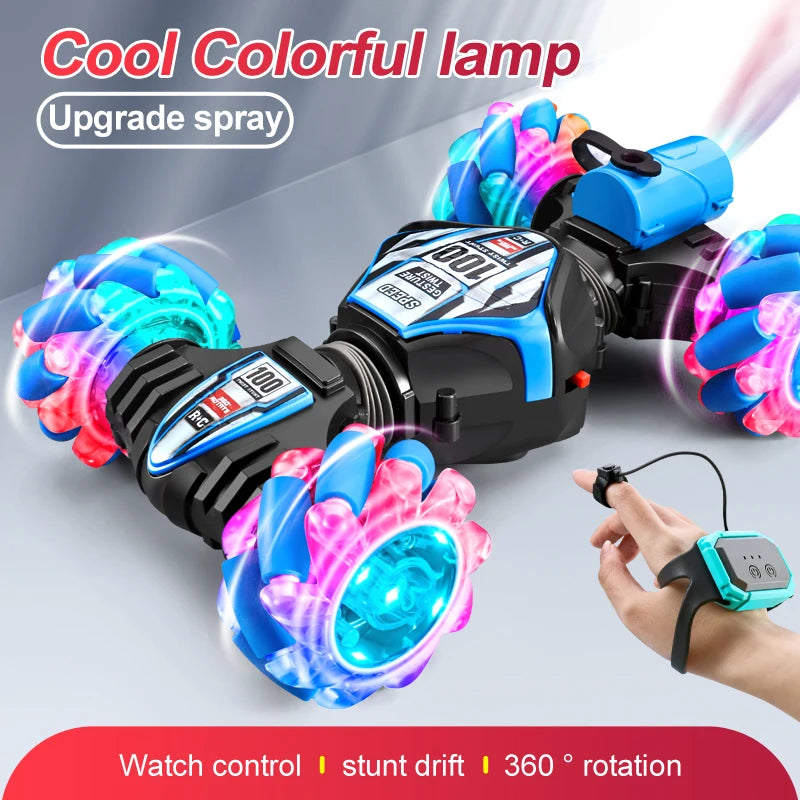 Newest RC Stunt Car - 2.4G Remote Control, LED Rotation, Gesture Sensor - Gift Toy for Kids Boys - Joy Gift