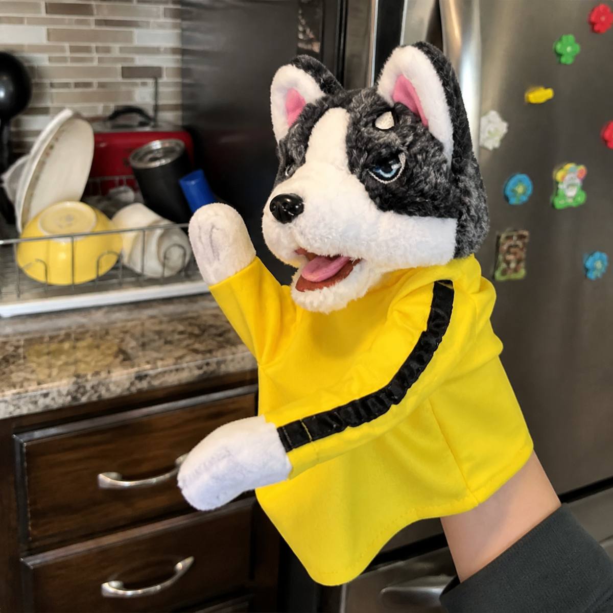 Demo customer photo 4 showing Boxing Husky Hand Puppet in use