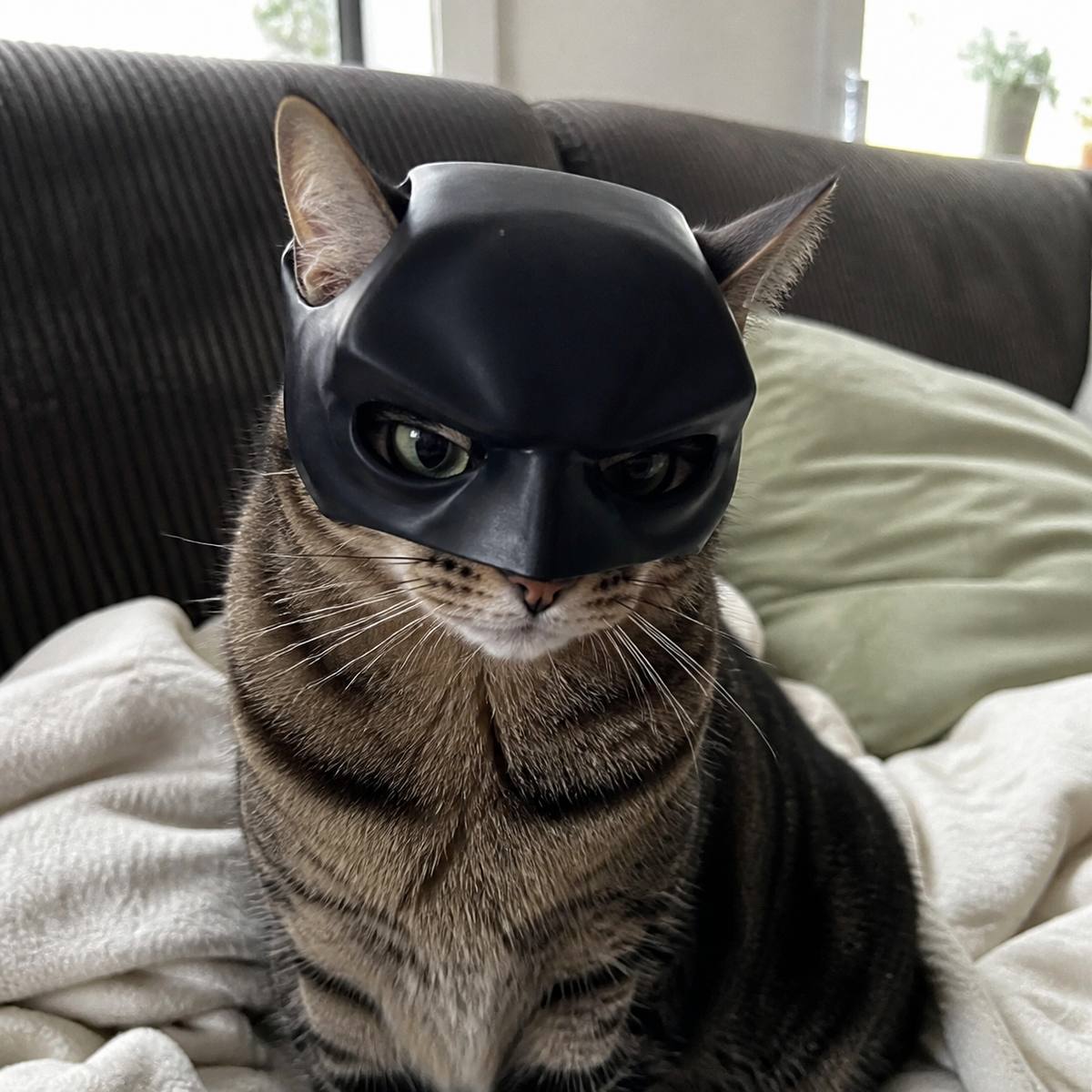 Demo customer photo 1 showing Cat Bat Mask in use
