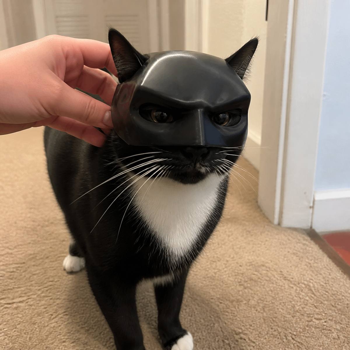 Demo customer photo 6 showing Cat Bat Mask in use