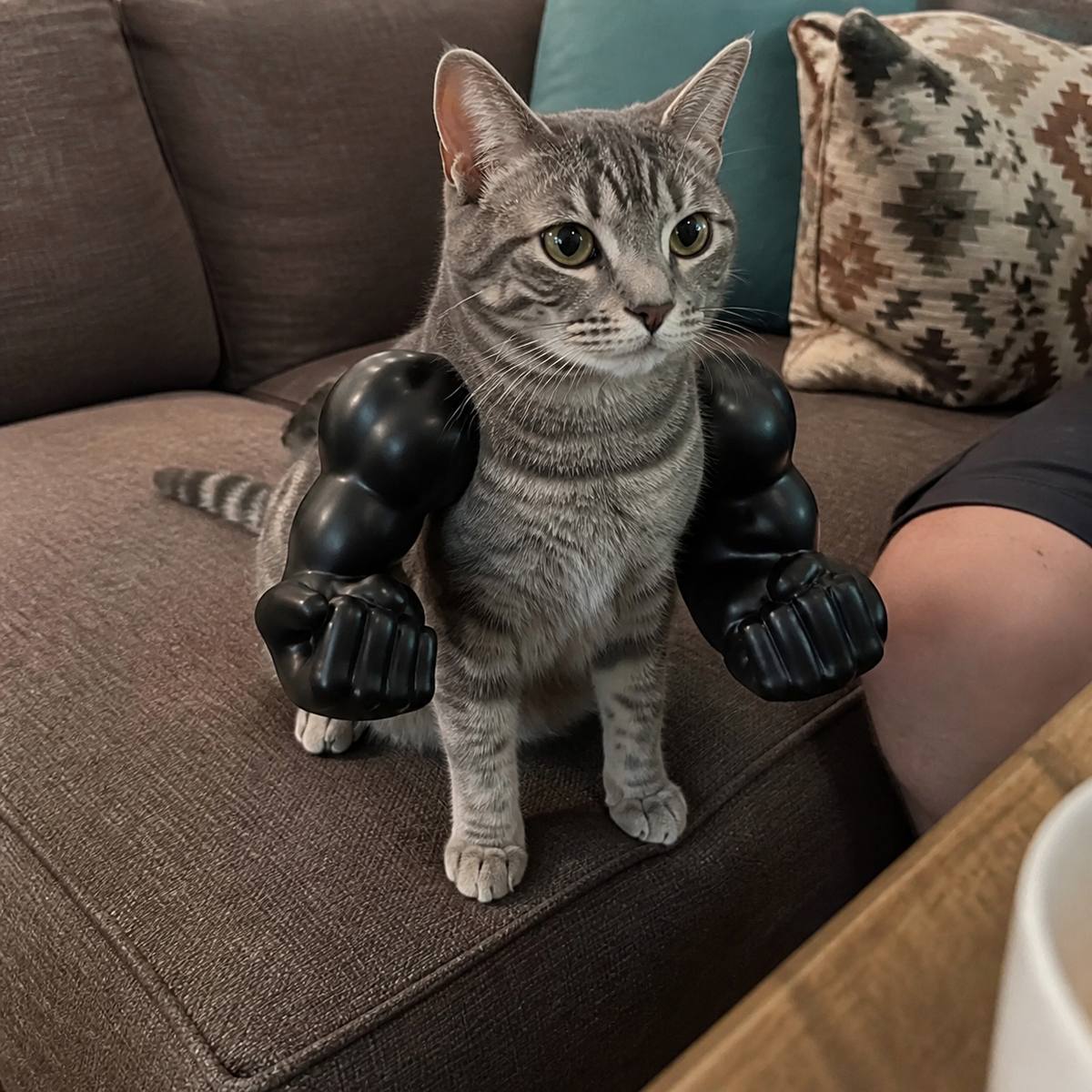Demo customer photo 1 showing Cat Muscle Arms in use