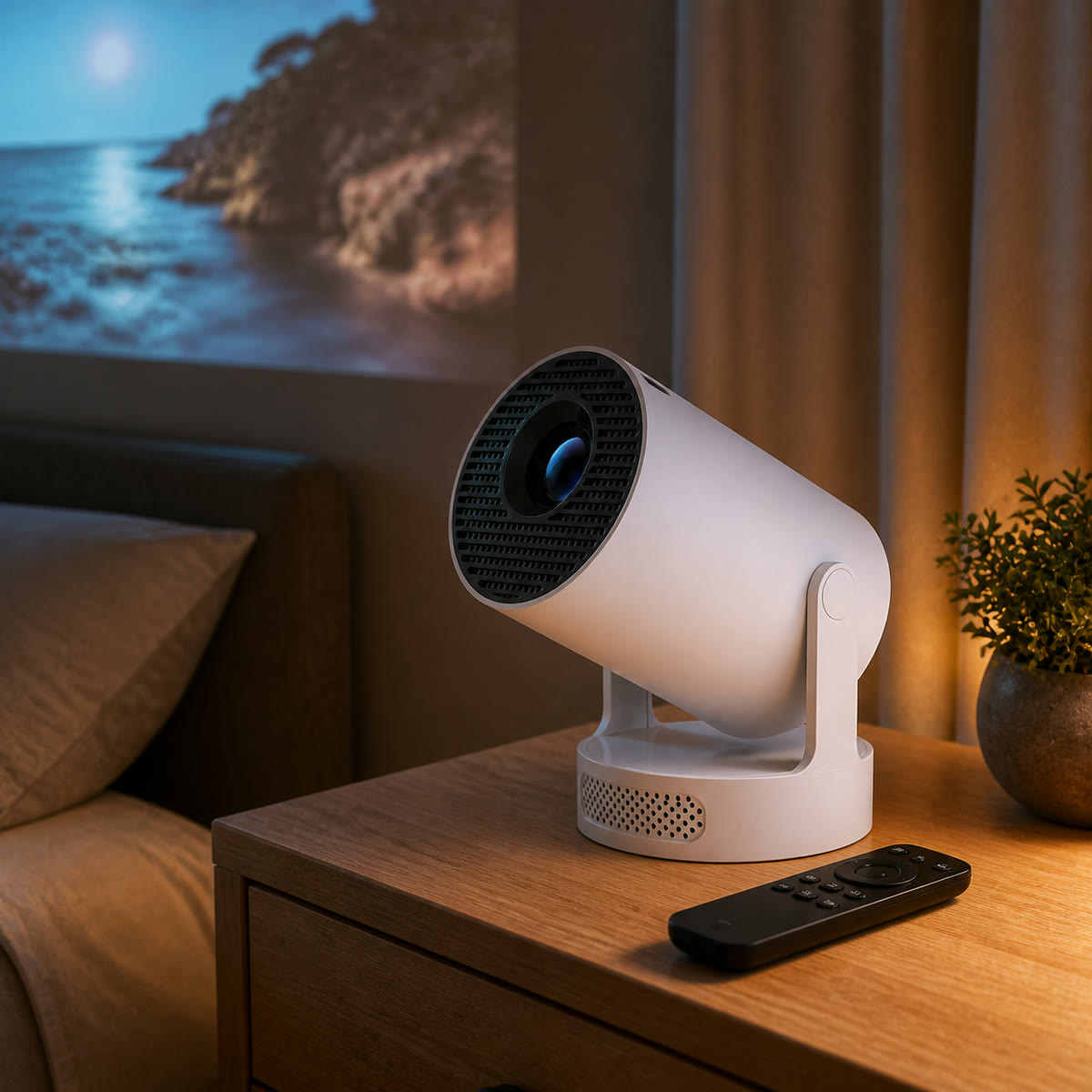 Joy Gift Studio - Air Mouse remote and projector controls shown together.